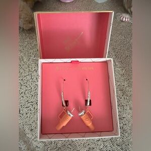 NEW BETSEY JOHNSON Stanley like tumbler Rhinestone Earrings - Super Cute